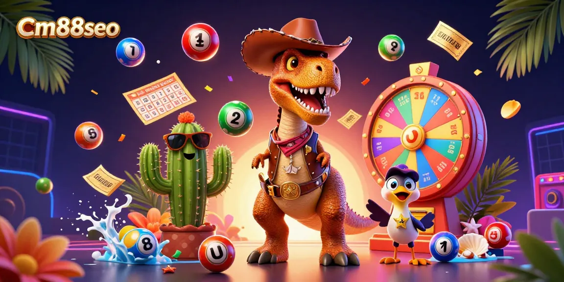 Experience the excitement of cm88seo with vibrant lottery elements in an engaging 3D casino scene.