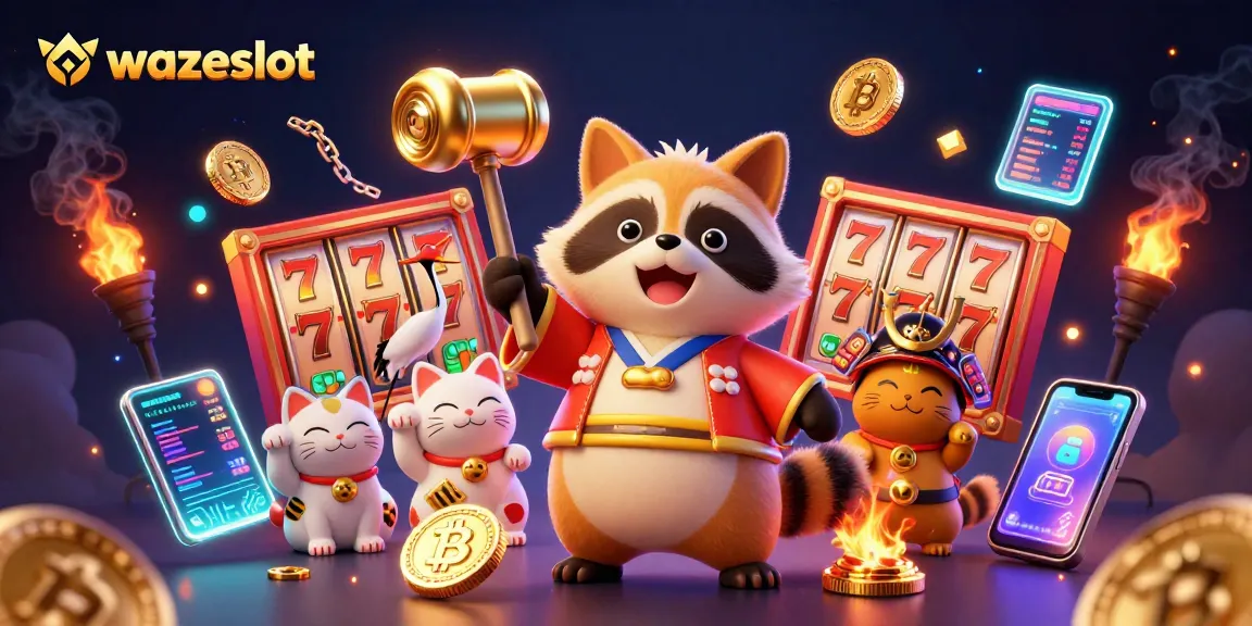 Experience exciting wins at WAZESLOT with vibrant 3D casino elements in a dynamic illustration.