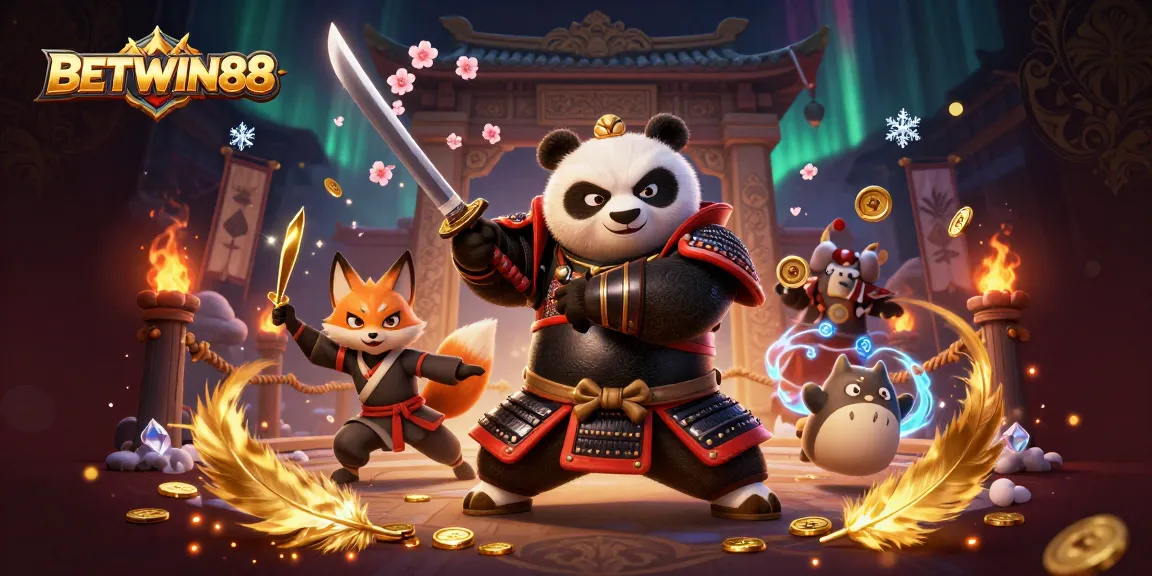 Join BETWIN88 in an action-packed casino adventure featuring vibrant characters, dynamic elements, and magical effects.