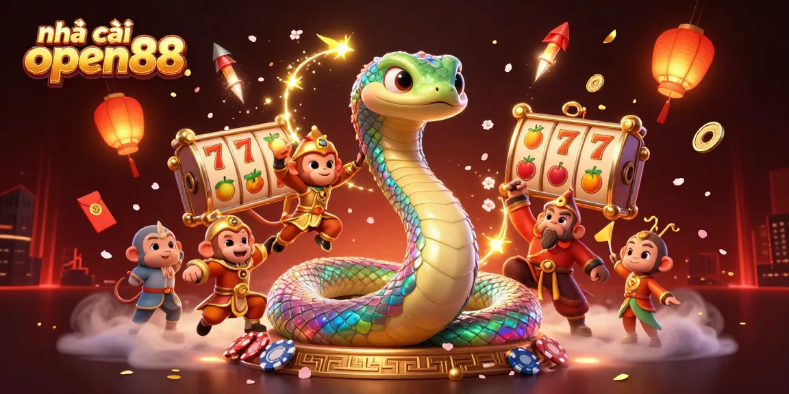 Engage in thrilling gameplay with nhà cái open88 featured in a vibrant 3D casino illustration.