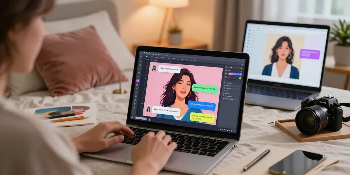 Engaging user interaction with nsfw ai virtual girlfriend chatbot in a cozy bedroom.