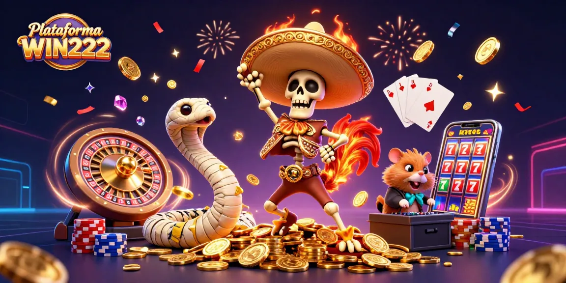 Experience the thrill of Plataforma WIN222 with vibrant casino characters celebrating winning moments.