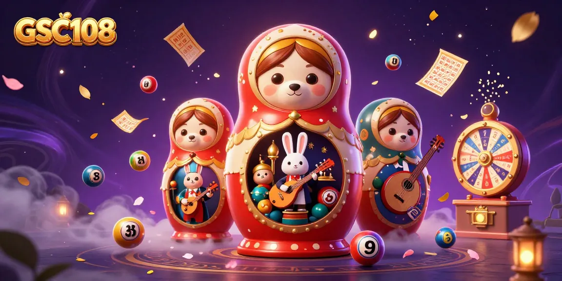 Experience the thrill of GSC108 with lively bears playing casino dealers amidst vibrant lottery elements.