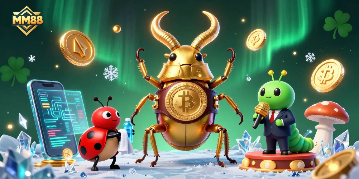 Join the excitement at MM88 with a vibrant casino showdown featuring unique characters and crypto elements.