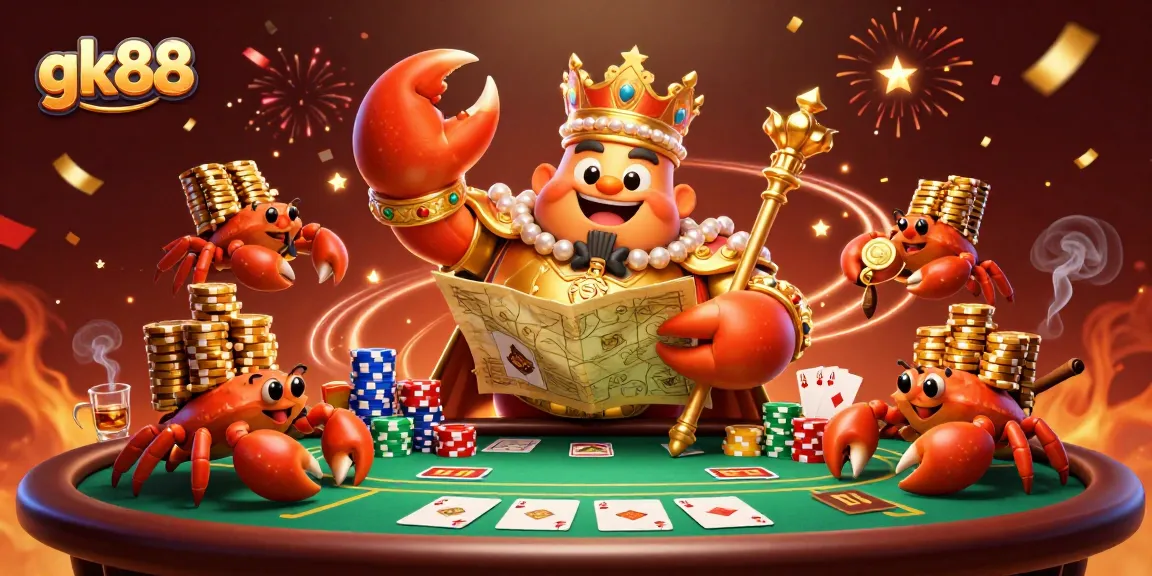 Engage in thrilling gameplay at gk88 with a golden crab emperor amidst vibrant casino action.