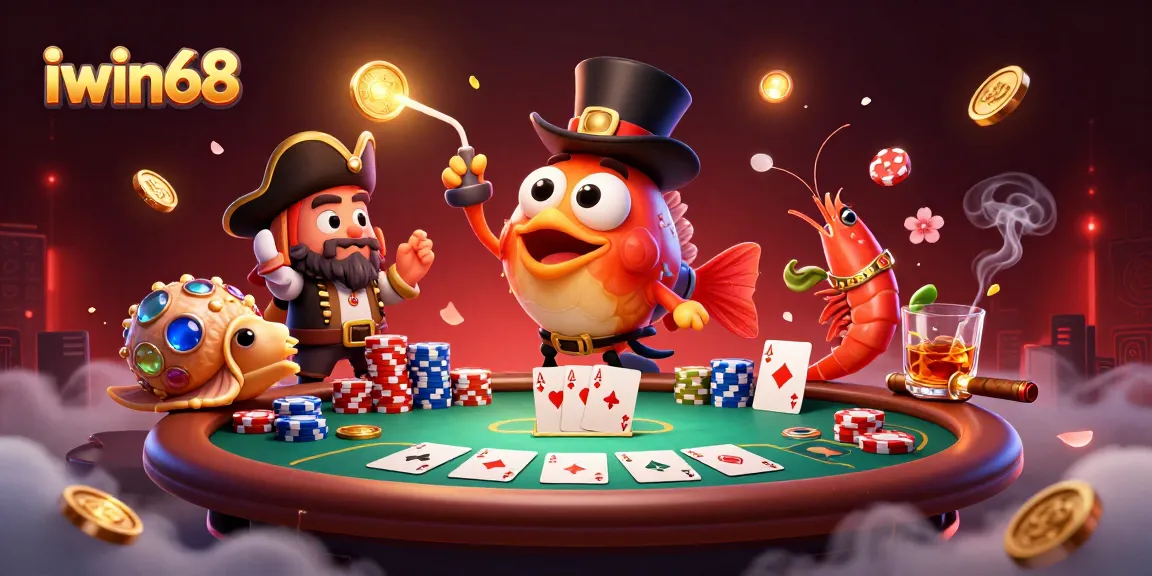 Enticing iwin68 casino scene with deep-sea creatures celebrating a jackpot of golden coins.