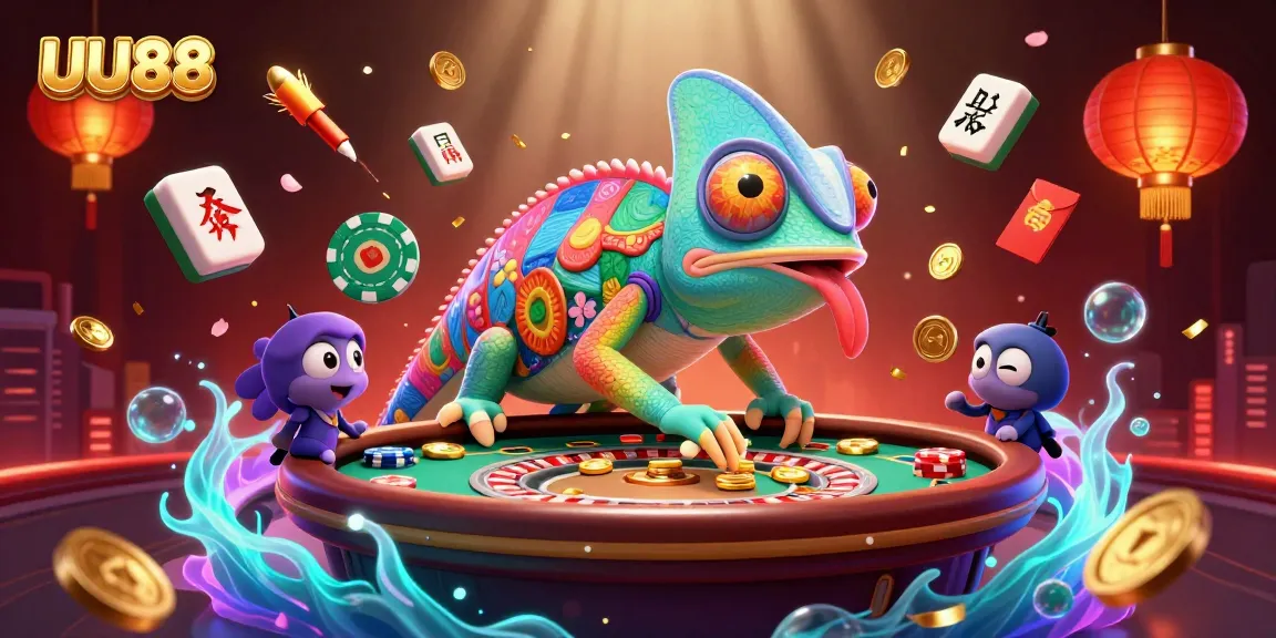 Experience thrilling gaming adventures with UU88 in an exciting and colorful casino illustration.