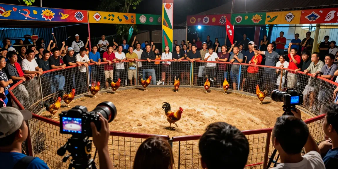 Trận đấu đá gà tại GA65 với khung cảnh sôi động và khán giả cuồng nhiệt.