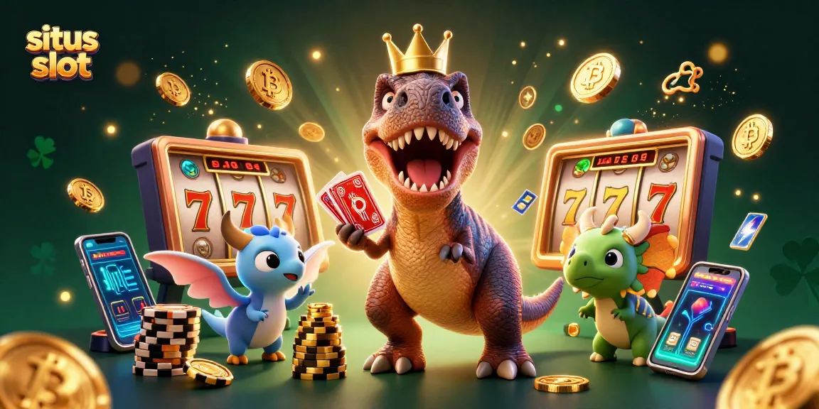 Experience the excitement of situs slot with this vibrant 3D scene featuring fun casino characters.