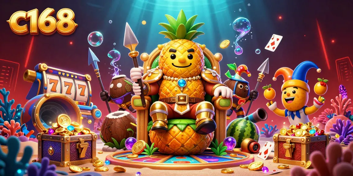 Engage in thrilling gambling with c168 at a vibrant beach casino featuring a lively king and enchanting game elements.