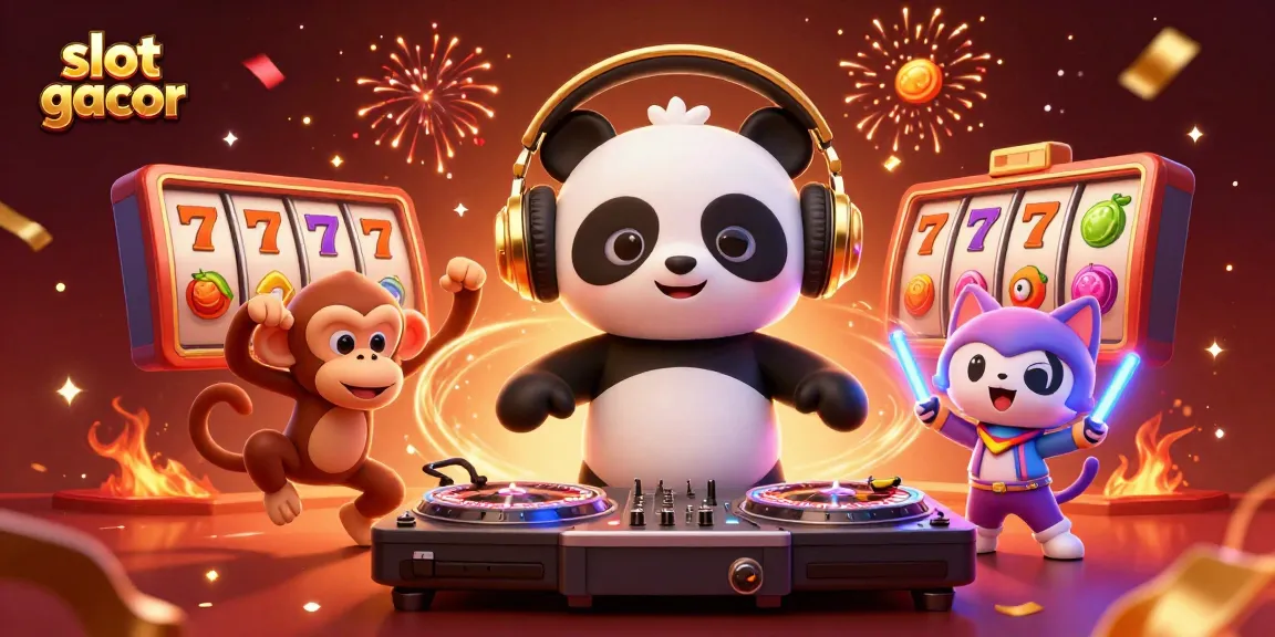 Engage in slot gacor thrill with vibrant 3D casino characters celebrating wins and spinning reels