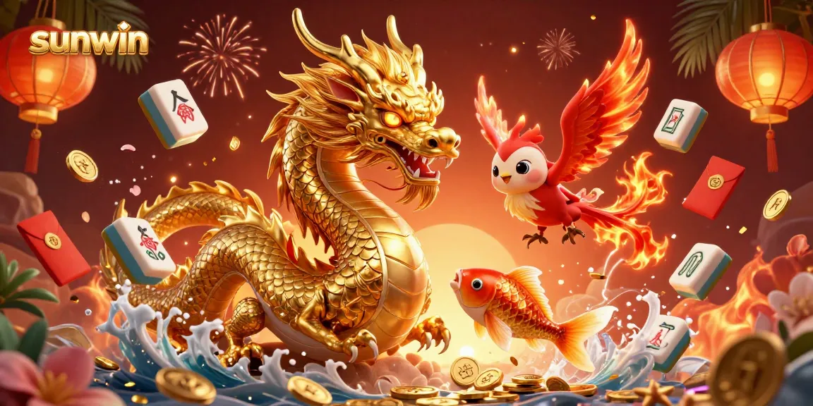 Experience thrilling gameplay with sunwin as a golden dragon and phoenix soar amidst riches.