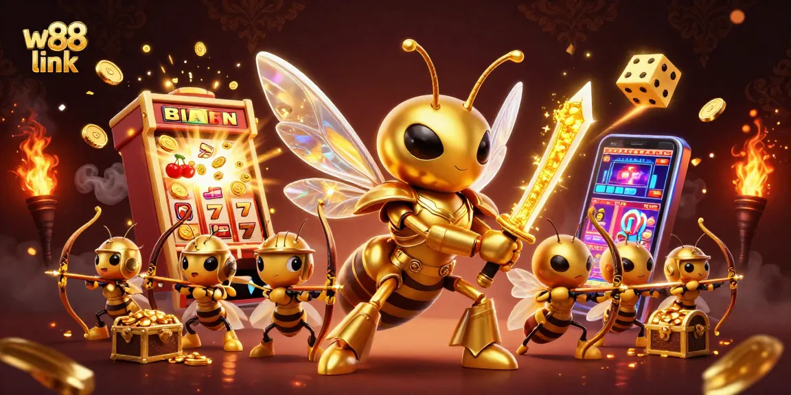 Experience thrilling wins with the w88 link in this vibrant 3D casino illustration.