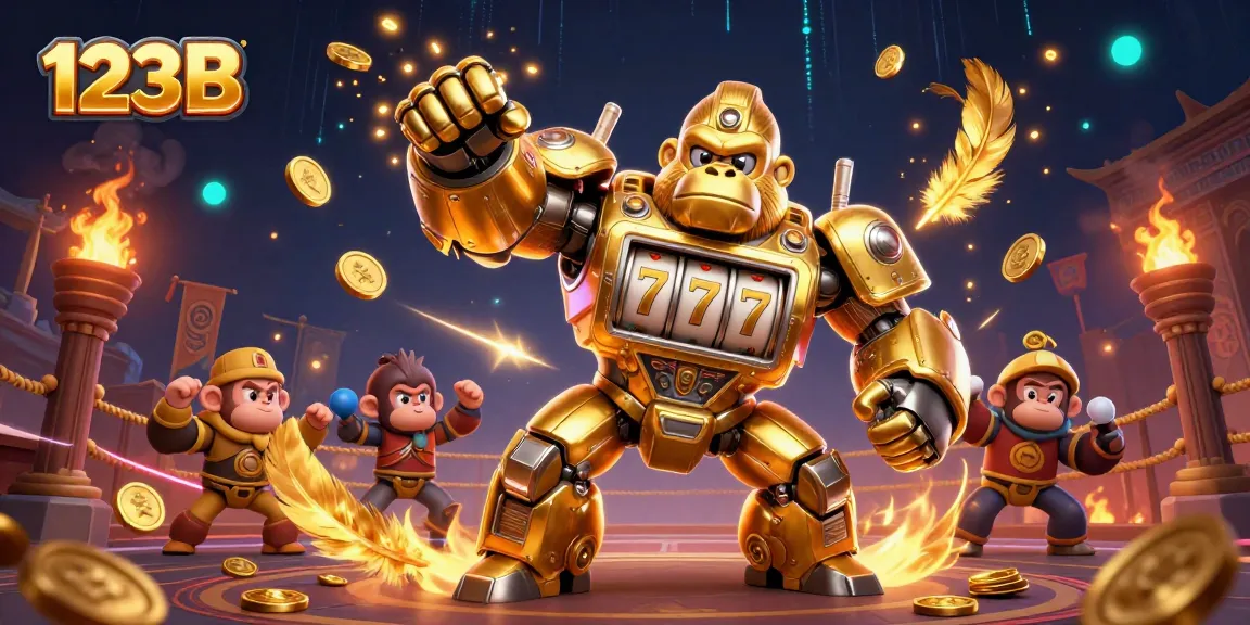 Join the excitement at 123B with a thrilling slot adventure led by a golden mech!