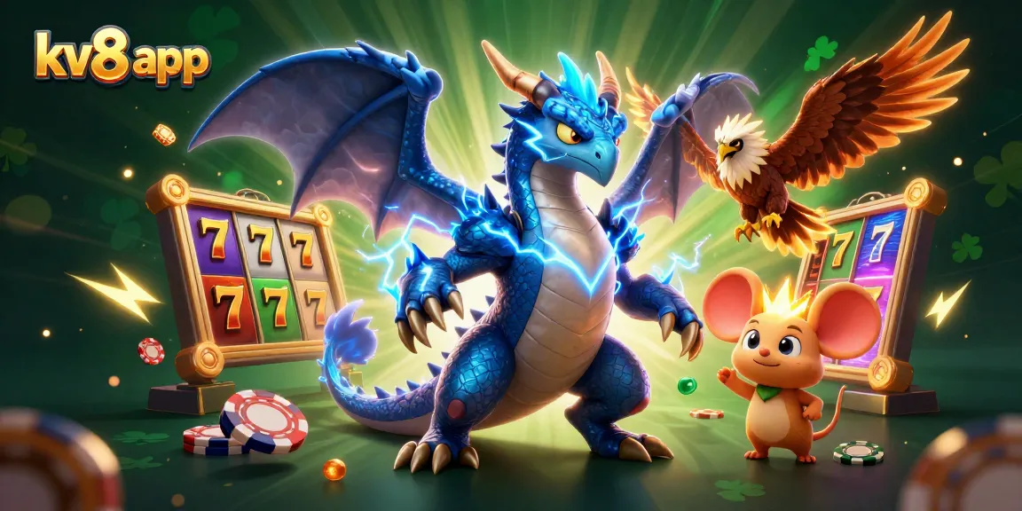 Experience thrilling gaming with the kv8 app featuring vibrant 3D characters and casino elements.