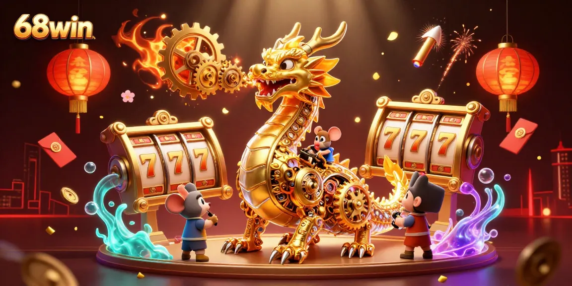 Experience thrilling wins with 68win as our golden dragon breathes jackpot cogs and gears.