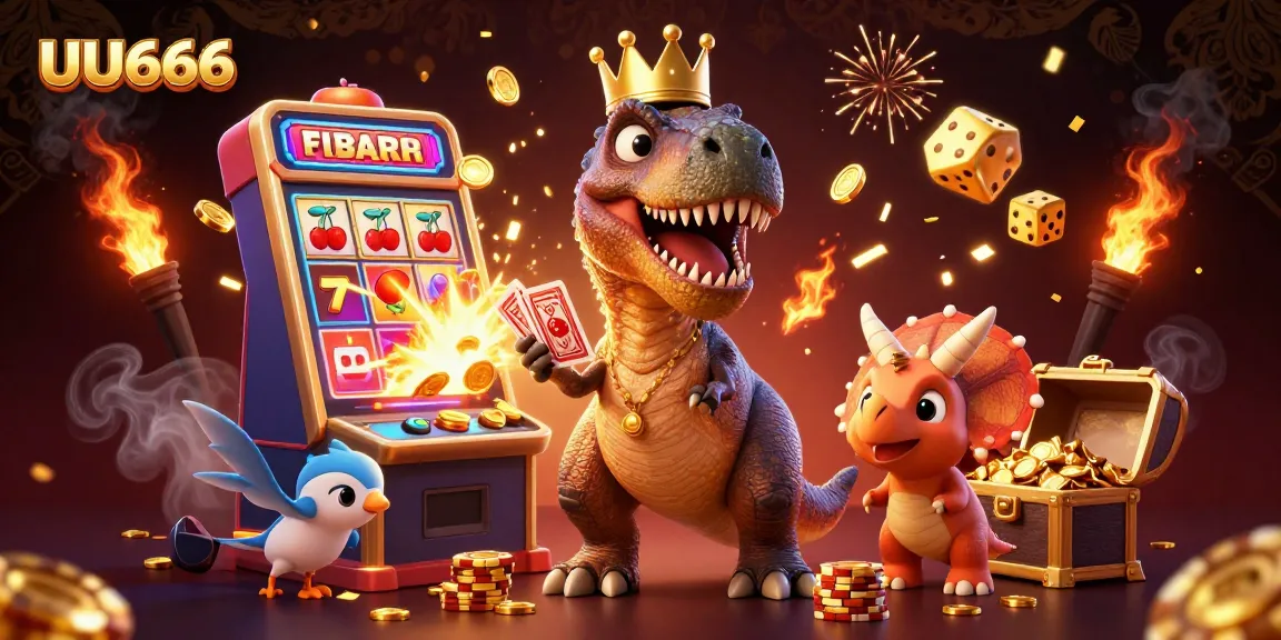 Experience the thrill at UU666 with a vibrant casino scene featuring animated characters in action.