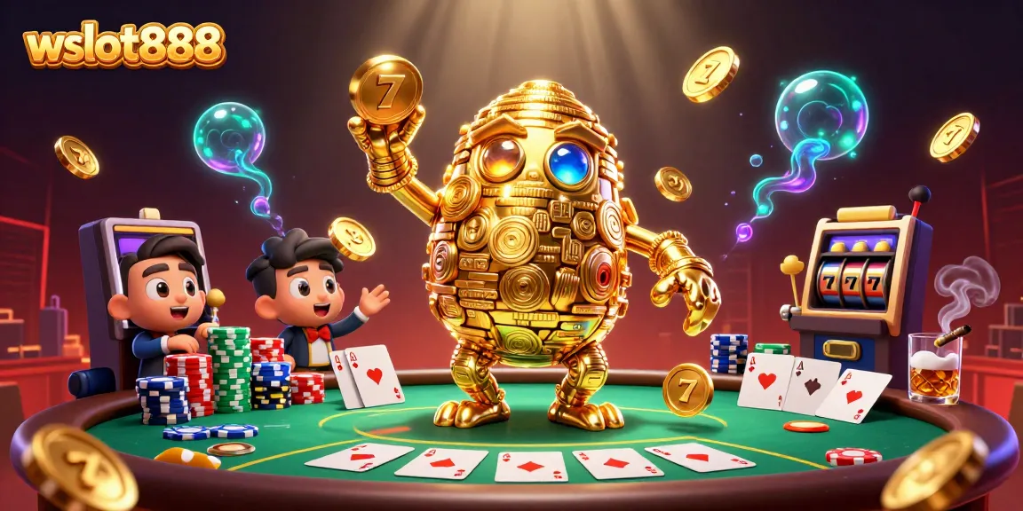 Menangkan jackpot di wslot888 dengan simbol slot dan koin emas menyala di latar belakang yang menarik.