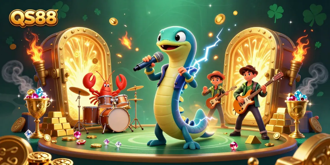 Experience the excitement at QS88 Casino with a vibrant underwater scene featuring dynamic characters and rich treasures.