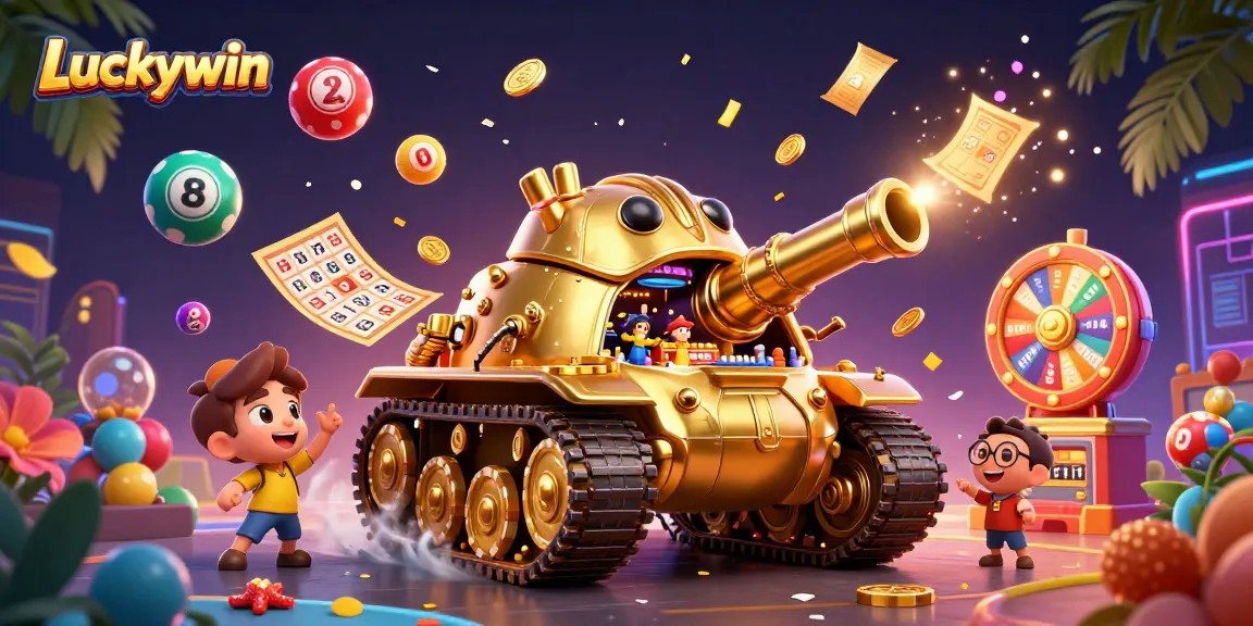 Play exciting games with Luckywin's golden beetle tank casino illustration packed with fun.