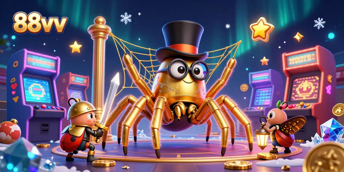Experience 88vv's thrilling casino adventures with a vibrant 3D illustration of iconic gaming elements.