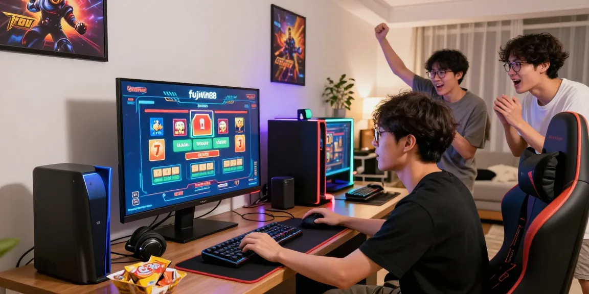 Pengalaman bermain fujiwin88 di ruang tamu modern dengan pemain antusias dan suasana seru.