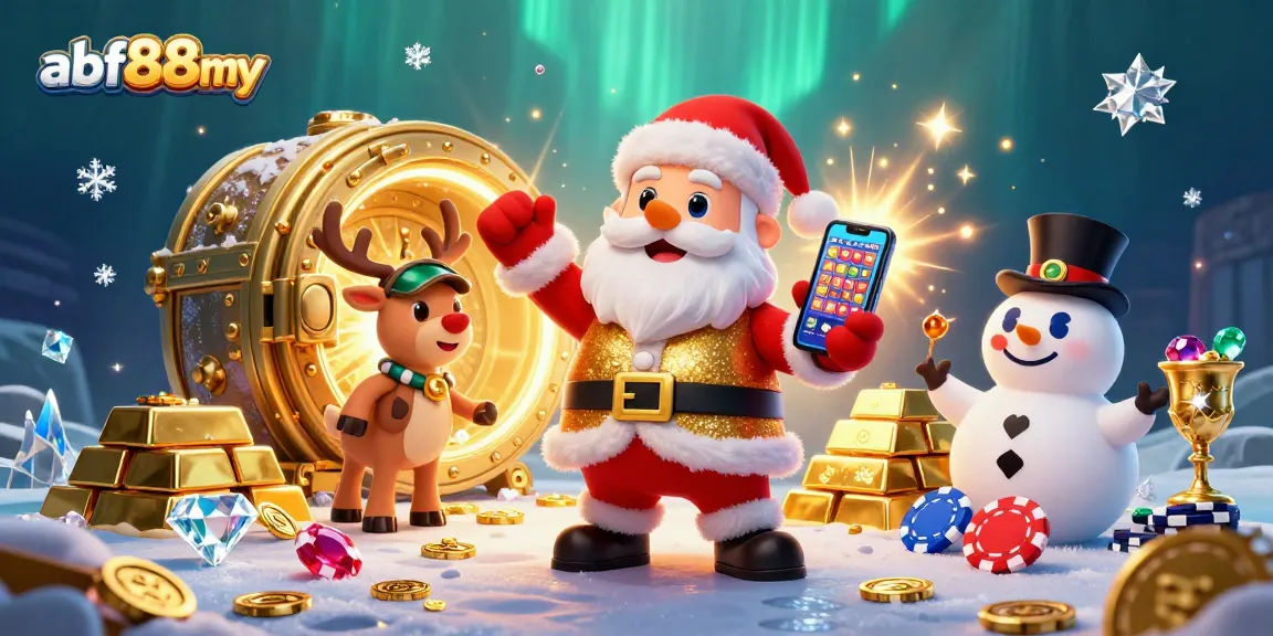 Spin with Santa Claus at afb88my for jackpot slots excitement in a vibrant casino setting.
