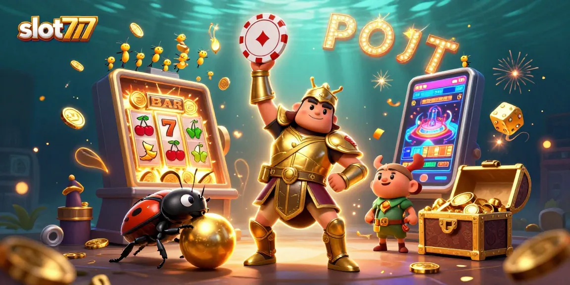 Hit the jackpot with slot777 in this vibrant 3D illustration featuring winning characters and casino elements!