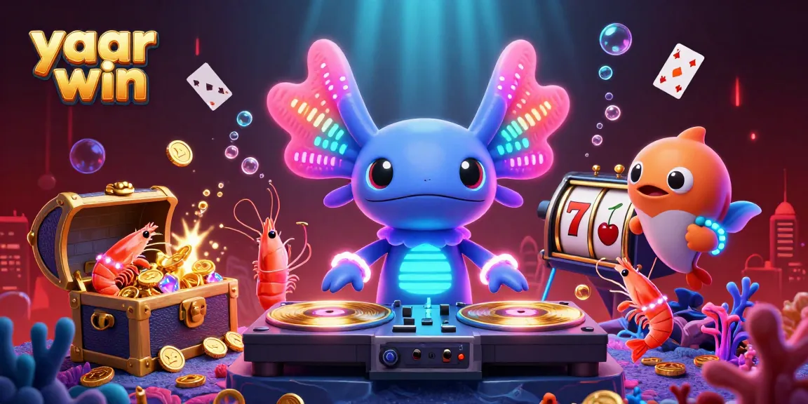Join the vibrant yaar win underwater party with colorful casino characters spinning slots!