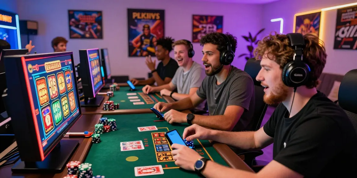Engaged players on ngamenjitu platform enjoying dynamic online gambling experience with colorful game screens.