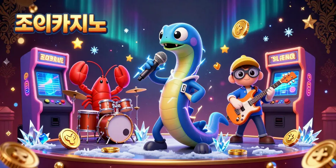 Experience thrilling gameplay at 조이카지노 with vibrant casino elements and 3D animated characters.