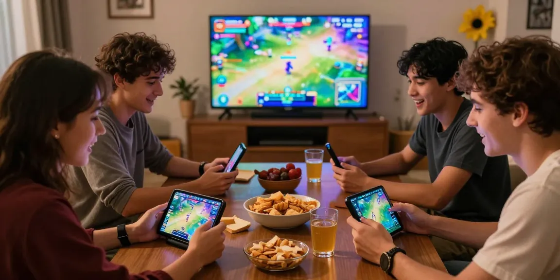 Group enjoying 3 Patti World gaming experience, Try it Now with friends in cozy living room