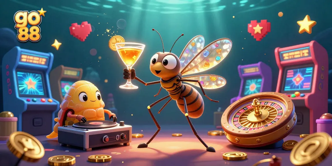 Experience the excitement of go 88 with this vibrant casino scene featuring animated characters and playful game elements.
