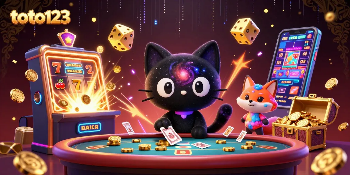 Spin to win with toto123's cosmic casino featuring enchanting characters and vibrant gaming elements.