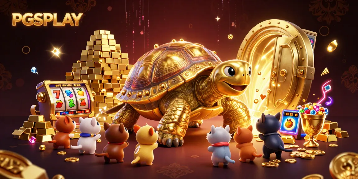 Spin to win big with PGSPLAY's vibrant 3D casino scene featuring a golden tortoise pinball!