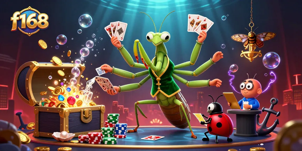 Experience thrilling gameplay with f168 as the giant mantis and ladybug boss manage exciting casino games!