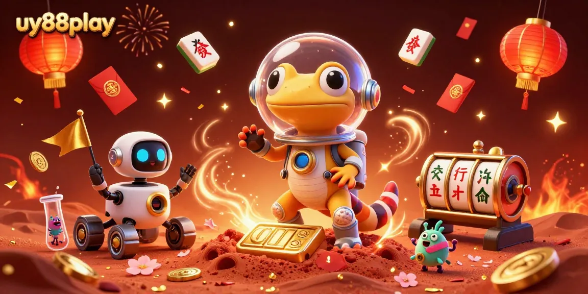 Experience the thrill of uy88play with a Martian gecko discovering a golden casino!