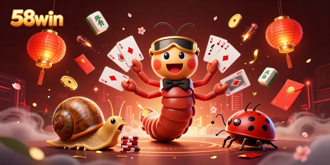 Experience thrilling wins at 58win with vibrant casino characters celebrating around dynamic gaming elements.