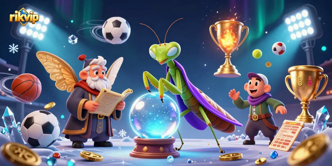 Experience the thrill of rikvip with dynamic sports elements and captivating characters in a casino-themed illustration.