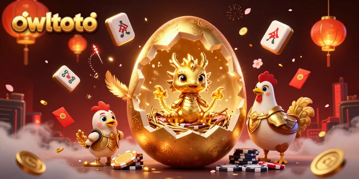 Experience excitement with owltoto as the golden dragon guards winning poker chips in a vibrant casino scene.