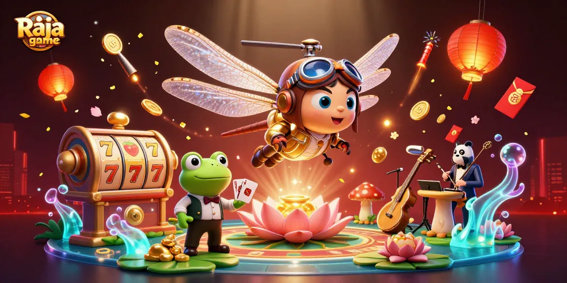 Experience the thrill of Raja game with a vibrant casino scene featuring animated characters and rich game elements.