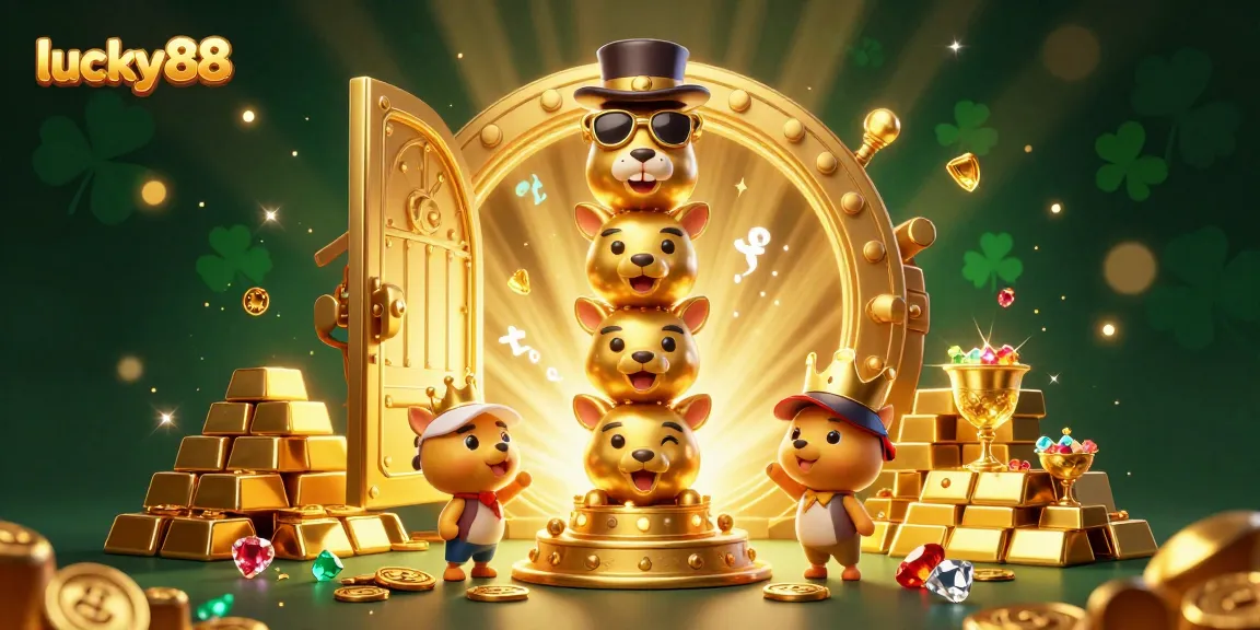 Experience the thrill of lucky88's vibrant 3D casino world full of animated totem poles and golden treasure.
