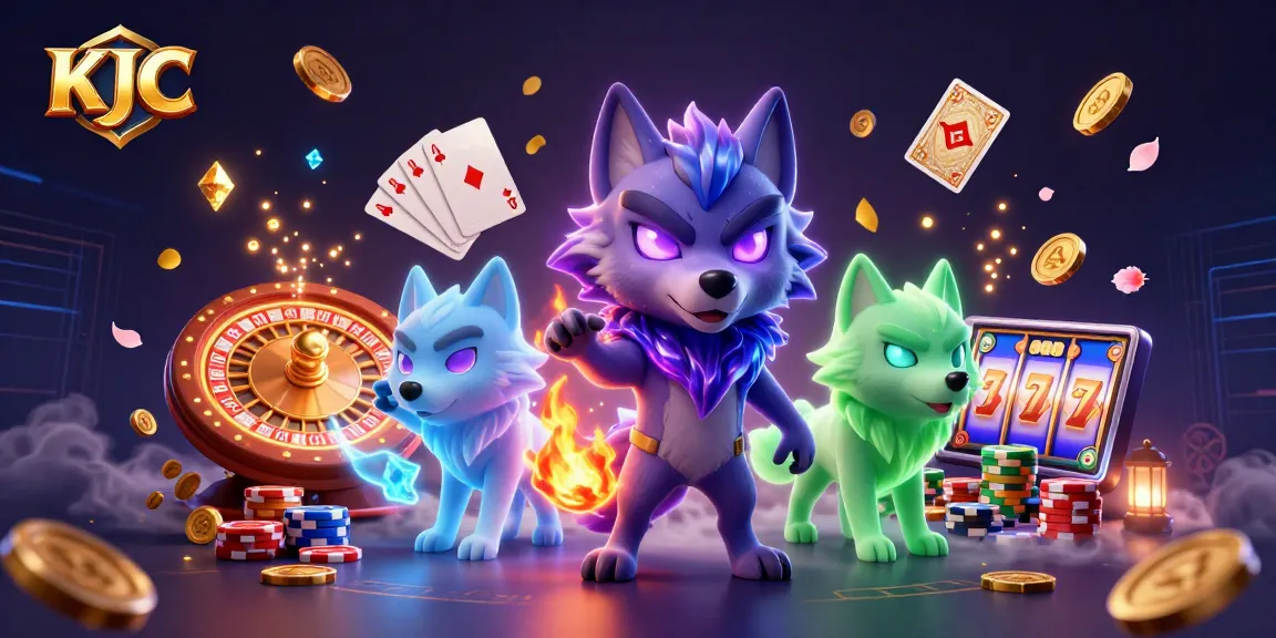 KJC showcases an immersive 3D casino scene with vibrant characters, encapsulating excitement in online gambling.