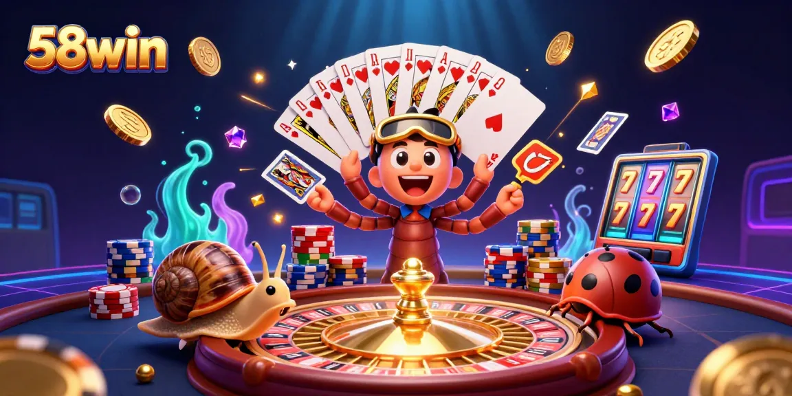Experience 58win's vibrant casino scene featuring animated dealers and exhilarating gaming elements.
