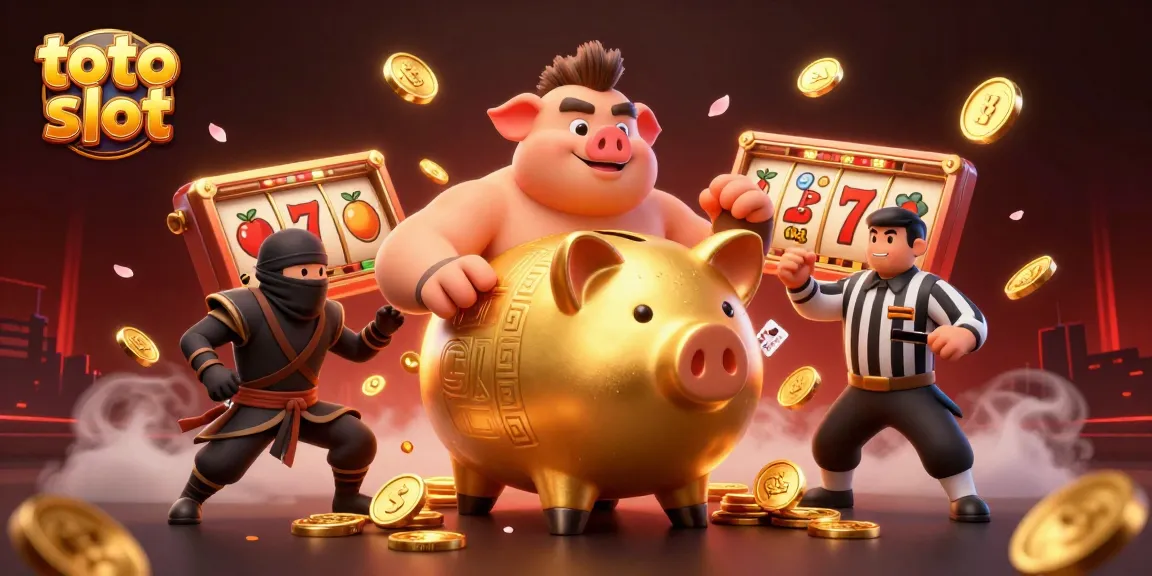 Spin the reels with the toto slot characters in this vibrant casino action scene.