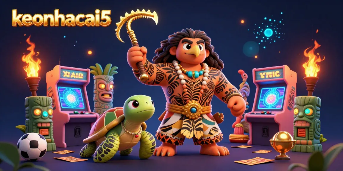 Experience thrilling sports betting with keonhacai5 in this vibrant 3D illustration featuring dynamic gaming elements and characters.