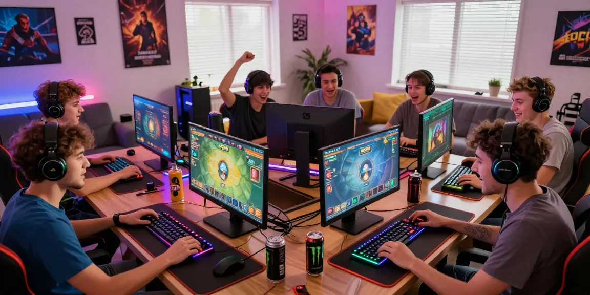 Exciting group of friends playing sunwin card games in a colorful gaming environment