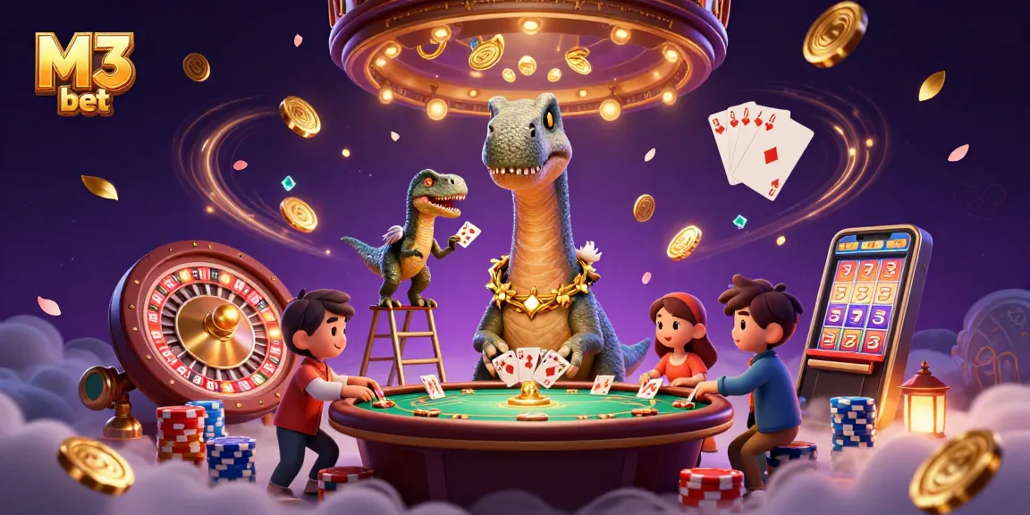 Engage with thrilling M3 bet action featuring vibrant casino characters and sparkling elements.