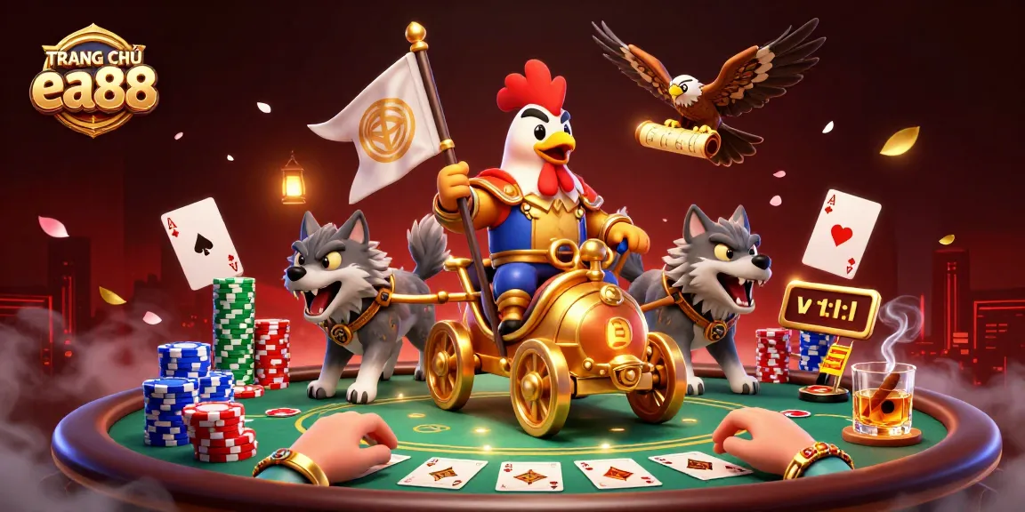 Experience TRANG CHỦ ea88 with a vibrant 3D casino scene featuring dynamic gambling elements.