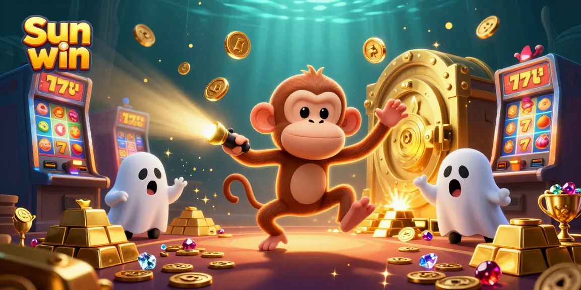 Engage with the Sun win casino adventure featuring a playful ghost monkey juggling treasures in a haunted setting.